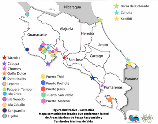 Red de Áreas de Pesca Responsable y Territorios Marinos de Vida, Costa Rica.